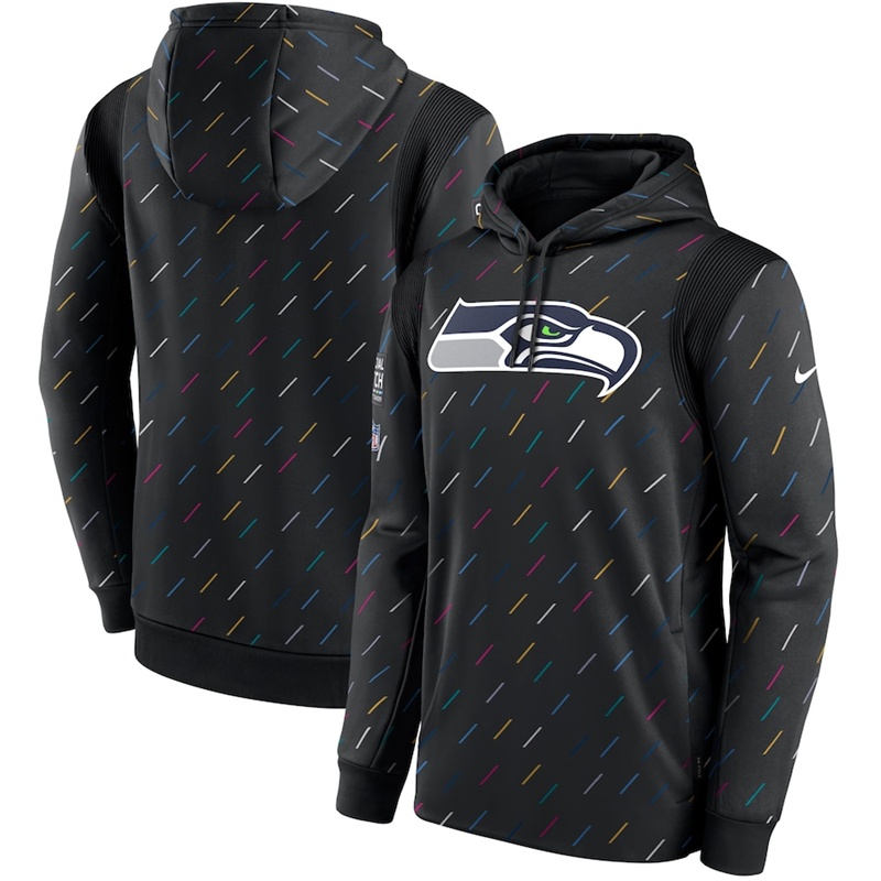 Men's Seattle Seahawks 2021 Charcoal Crucial Catch Therma Pullover Hoodie